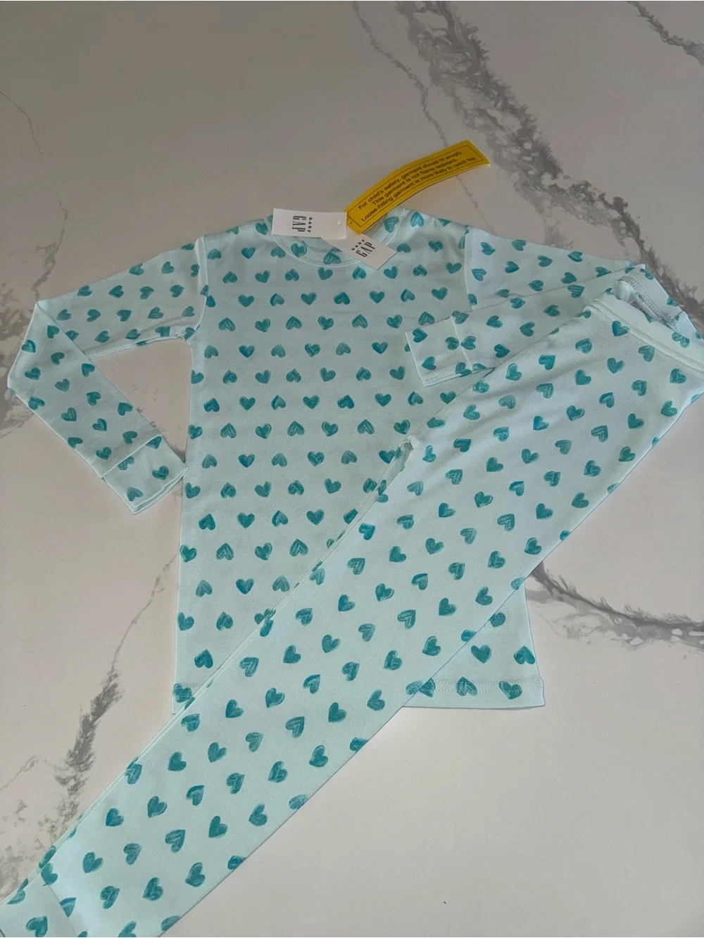 GAP Girls Aqua Blue Heart Pajamas Size 5